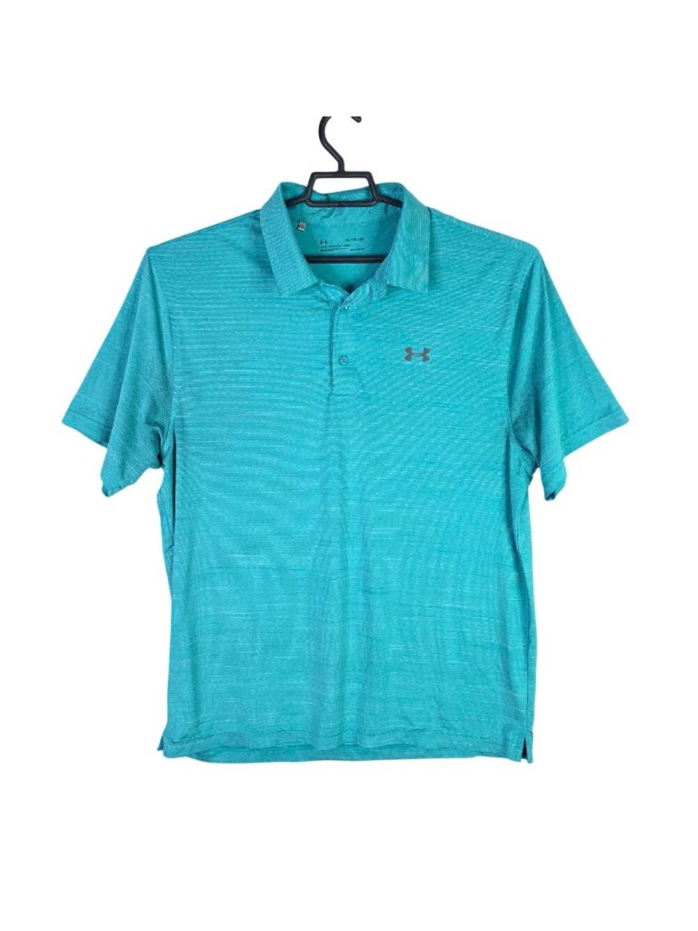 Mens Under Armour Teal Blue Loose Polo Shirt Short Sleeve Heat Gear Size XL
